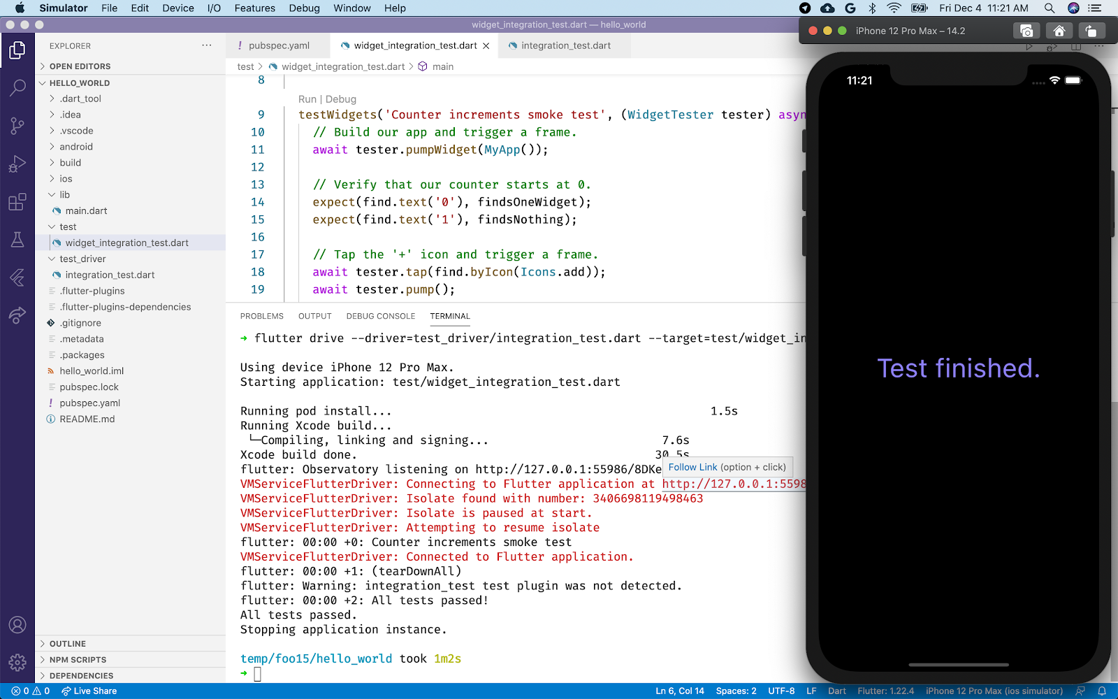 Flutter integration_test in action